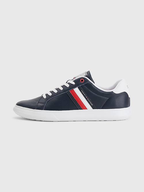 Tommy Hilfiger Essential Leather Cupsole Moški Superge Modra | TH294NIS