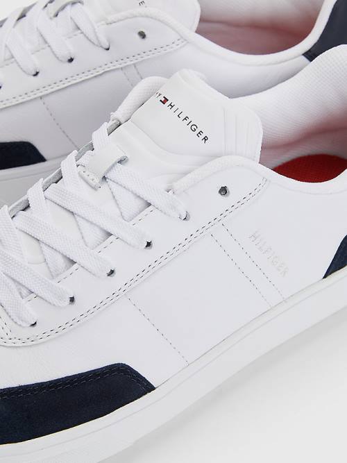 Tommy Hilfiger Essential Leather Cupsole Moški Superge Bela | TH570LBW