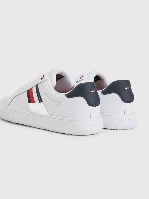 Tommy Hilfiger Essential Leather Cupsole Moški Superge Bela | TH619HSY