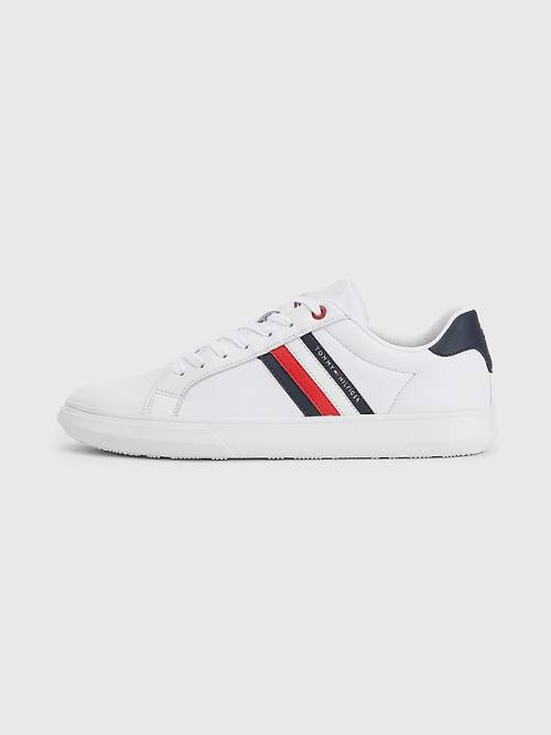 Tommy Hilfiger Essential Leather Cupsole Moški Superge Bela | TH619HSY