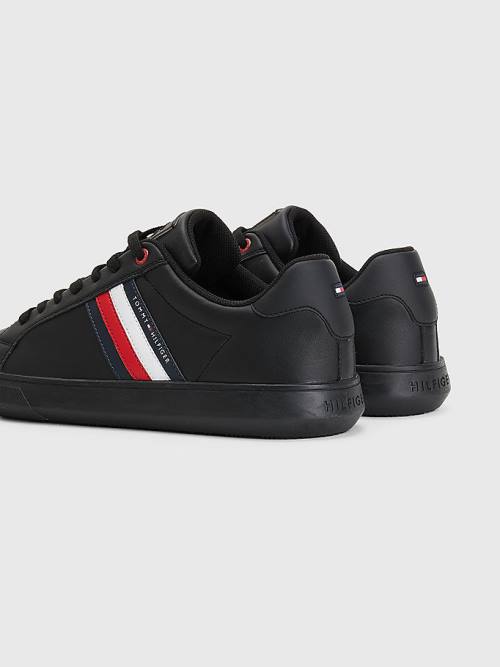 Tommy Hilfiger Essential Leather Cupsole Moški Superge Črna | TH972RYE