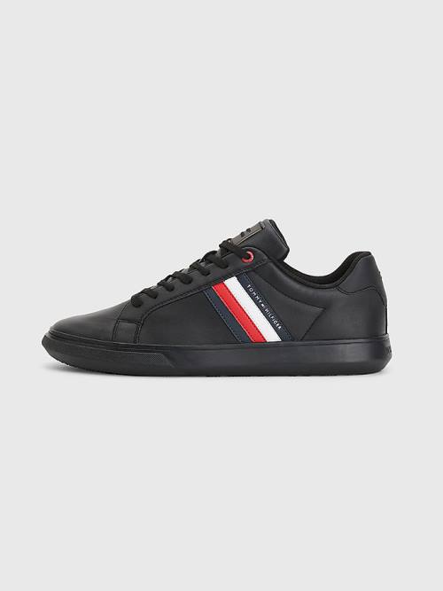 Tommy Hilfiger Essential Leather Cupsole Moški Superge Črna | TH972RYE