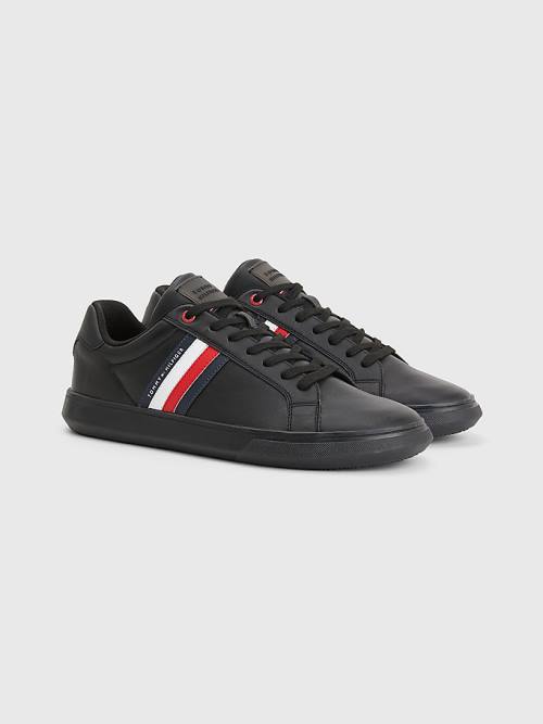 Tommy Hilfiger Essential Leather Cupsole Moški Superge Črna | TH972RYE