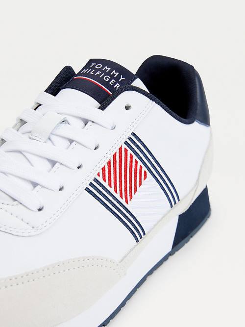 Tommy Hilfiger Essential Leather Flag Runner Moški Superge Bela | TH591CGQ