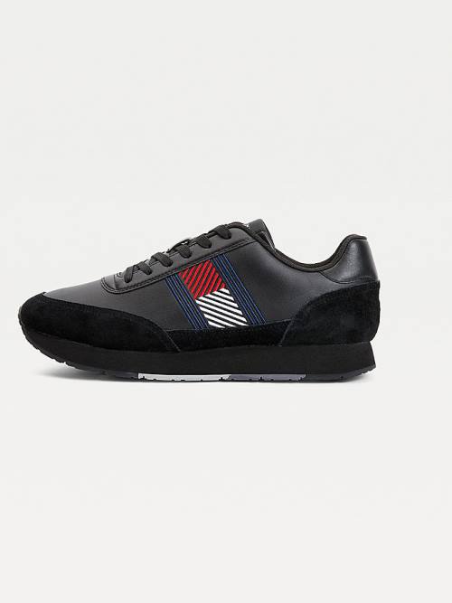 Tommy Hilfiger Essential Leather Flag Runner Moški Superge Črna | TH792TWH