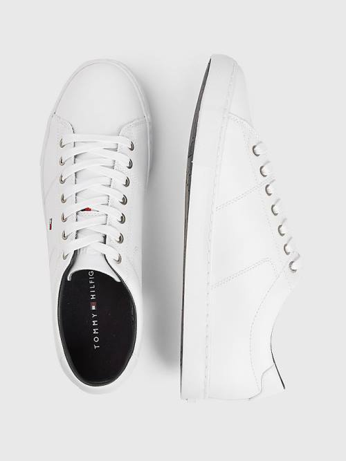 Tommy Hilfiger Essential Leather Lace-Up Moški Superge Bela | TH462CKF