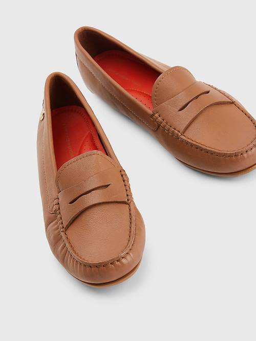 Tommy Hilfiger Essential Leather Moccasins Ženske Loafers Rjav | TH756YFL