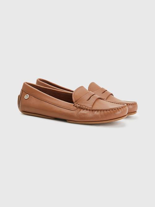 Tommy Hilfiger Essential Leather Moccasins Ženske Loafers Rjav | TH756YFL