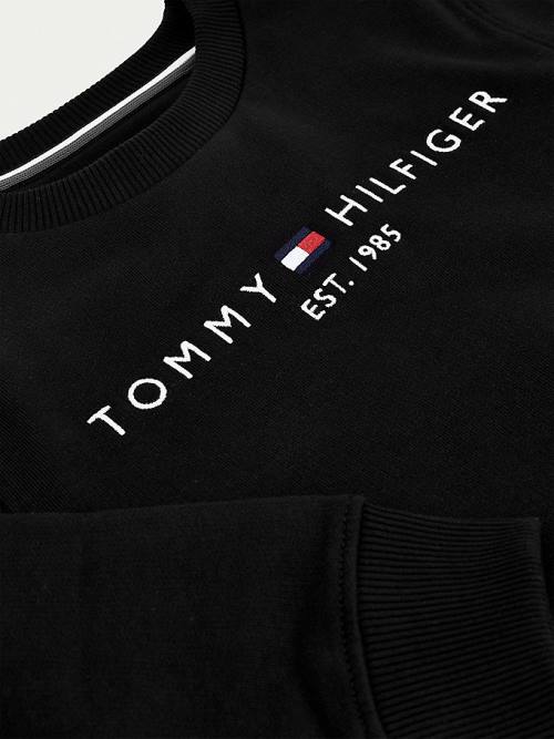 Tommy Hilfiger Essential Logo Fantje Pulover Črna | TH482RHL