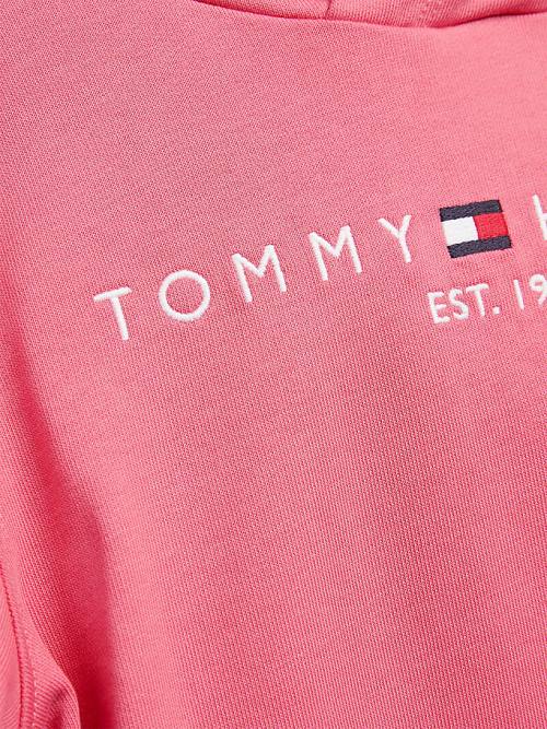 Tommy Hilfiger Essential Logo Fantje Pulover s kapuco Rdeča | TH568ZFJ