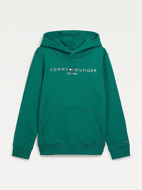 Tommy Hilfiger Essential Logo Fantje Pulover s kapuco Zelena | TH634KIL