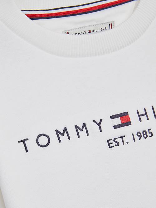 Tommy Hilfiger Essential Logo Fantje Pulover Bela | TH736ONB