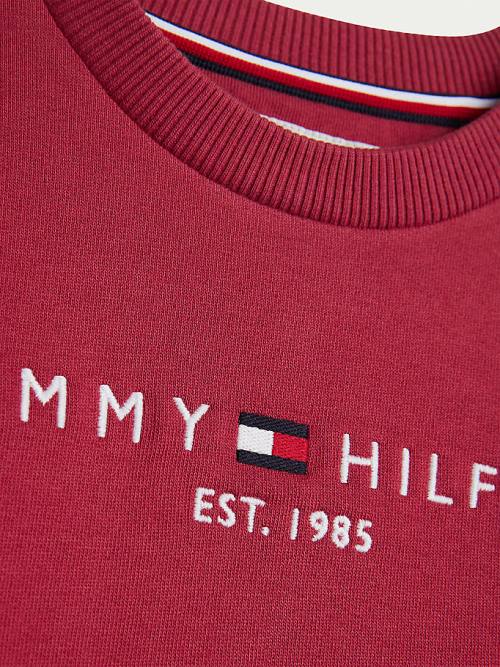 Tommy Hilfiger Essential Logo Fantje Pulover Rdeča | TH740RGF