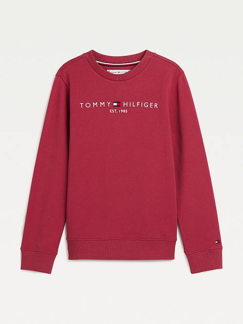 Tommy Hilfiger Essential Logo Fantje Pulover Rdeča | TH740RGF