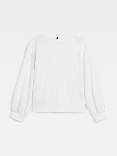 Tommy Hilfiger Essential Logo Long Sleeve Dekleta Majice Bela | TH390GXO