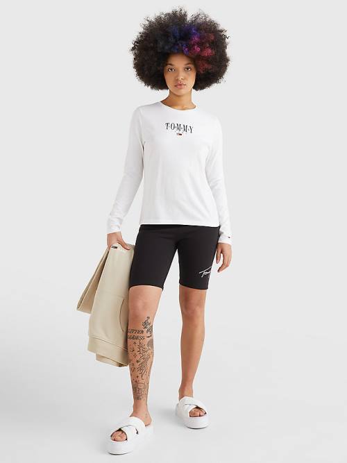 Tommy Hilfiger Essential Logo Long Sleeve Ženske Majice Bela | TH602UYE