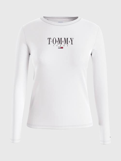 Tommy Hilfiger Essential Logo Long Sleeve Ženske Majice Bela | TH602UYE