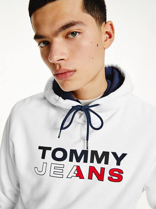 Tommy Hilfiger Essential Logo Moški Pulover s kapuco Bela | TH371FCL