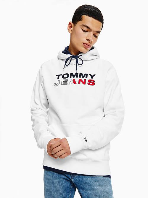 Tommy Hilfiger Essential Logo Moški Pulover s kapuco Bela | TH371FCL