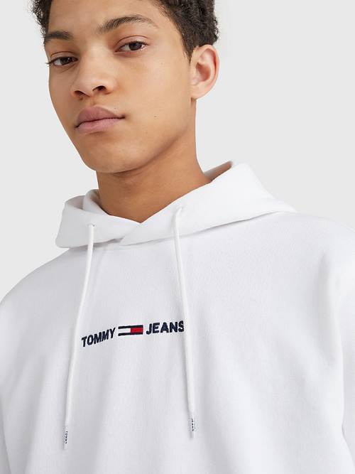 Tommy Hilfiger Essential Logo Moški Pulover s kapuco Bela | TH579LTC