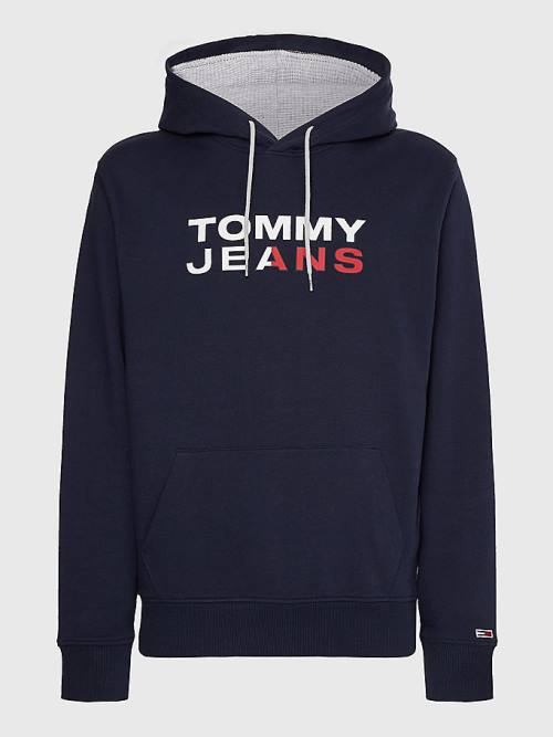 Tommy Hilfiger Essential Logo Moški Pulover s kapuco Modra | TH670FPA