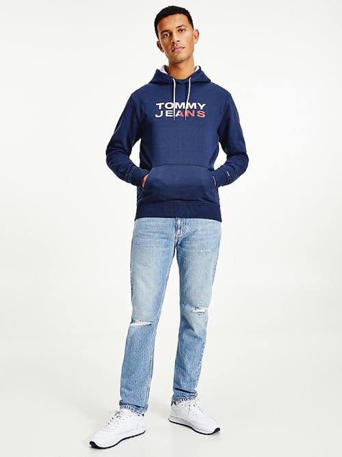 Tommy Hilfiger Essential Logo Moški Pulover s kapuco Modra | TH670FPA