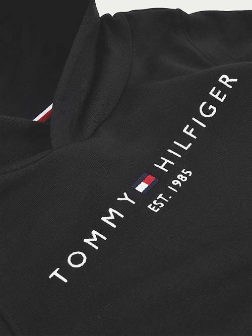 Tommy Hilfiger Essential Logo Organic Cotton Dekleta Pulover s kapuco Črna | TH159SKF