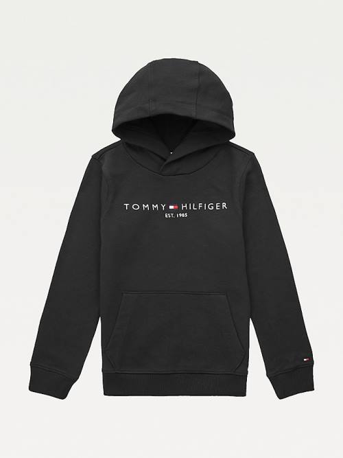 Tommy Hilfiger Essential Logo Organic Cotton Dekleta Pulover s kapuco Črna | TH159SKF