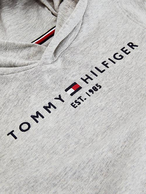 Tommy Hilfiger Essential Logo Organic Cotton Dekleta Pulover s kapuco Siva | TH403RKN