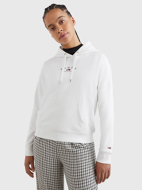 Tommy Hilfiger Essential Logo Ženske Pulover s kapuco Bela | TH341AMD