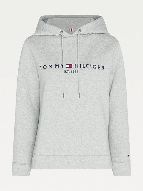 Tommy Hilfiger Essential Logo Ženske Pulover s kapuco Siva | TH431TVS