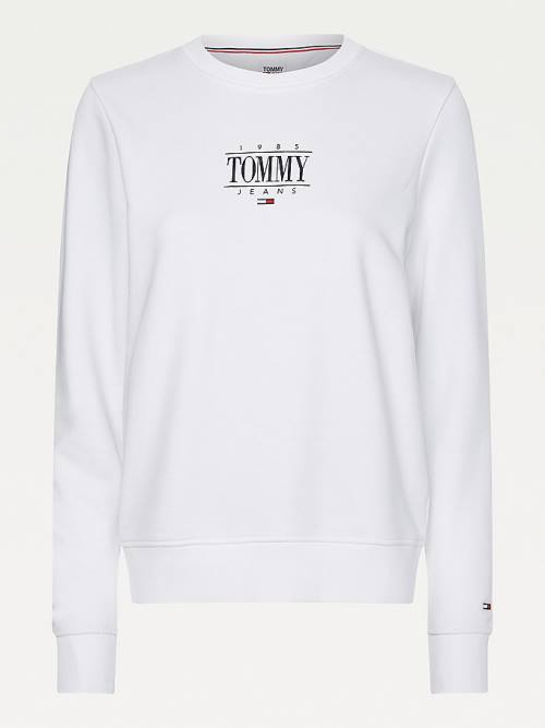 Tommy Hilfiger Essential Logo Ženske Pulover Bela | TH467IMY