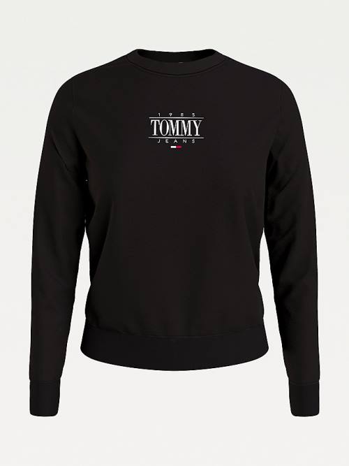 Tommy Hilfiger Essential Logo Ženske Pulover Črna | TH913IPV