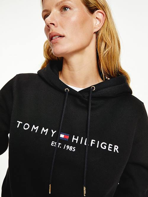 Tommy Hilfiger Essential Logo Ženske Pulover s kapuco Črna | TH975CYV