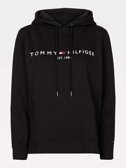 Tommy Hilfiger Essential Logo Ženske Pulover s kapuco Črna | TH975CYV