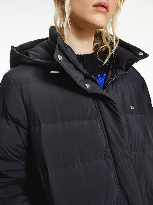 Tommy Hilfiger Essential Long Puffer Coat Ženske Jakne Črna | TH746ZHT