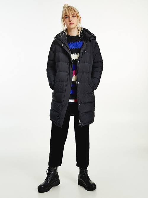 Tommy Hilfiger Essential Long Puffer Coat Ženske Jakne Črna | TH746ZHT