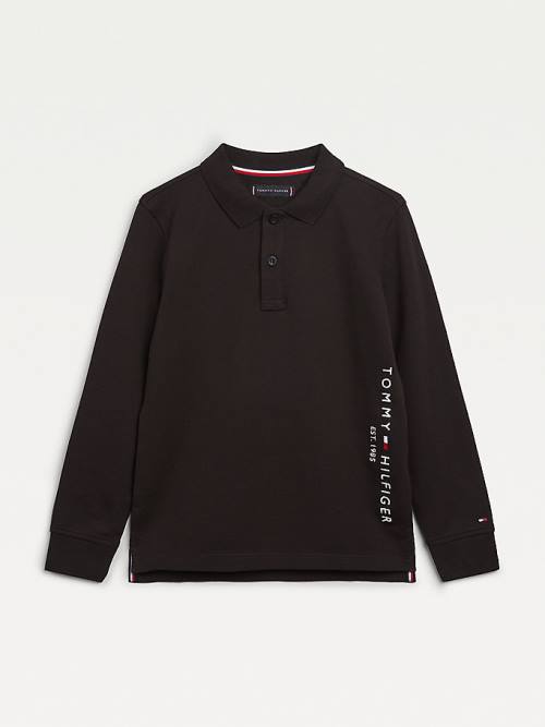 Tommy Hilfiger Essential Long Sleeve Polo Fantje Majice Črna | TH756TIN