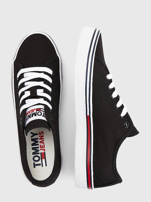 Tommy Hilfiger Essential Low-Top Canvas Ženske Superge Črna | TH601RSL