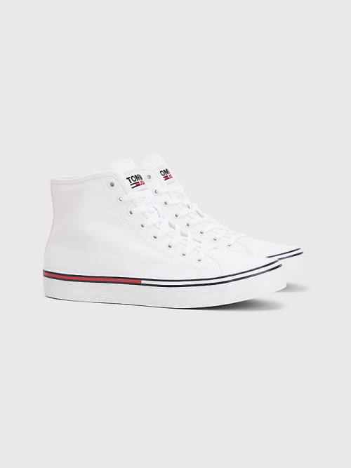 Tommy Hilfiger Essential Mid-Top Moški Superge Bela | TH124RZN