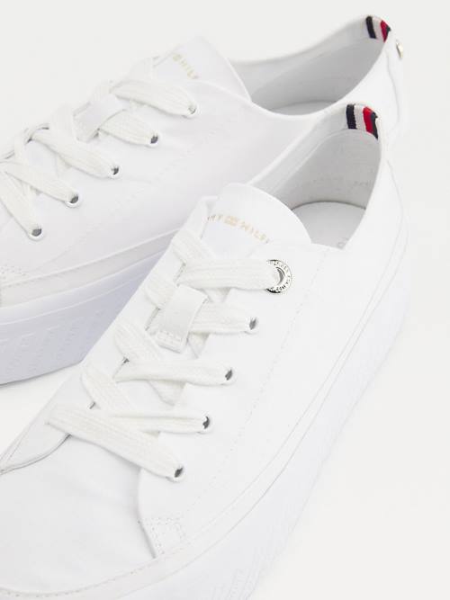 Tommy Hilfiger Essential Monochrome Vulcanised Flatform Ženske Superge Bela | TH416WYZ