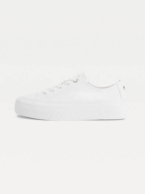 Tommy Hilfiger Essential Monochrome Vulcanised Flatform Ženske Superge Bela | TH416WYZ