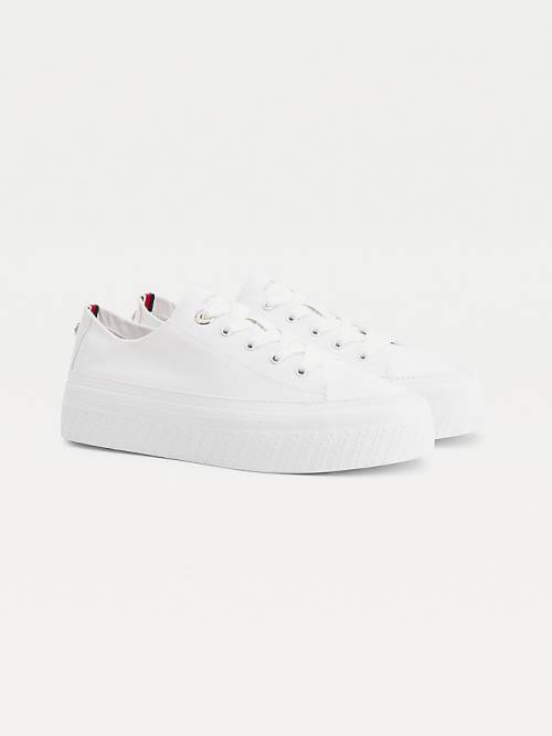 Tommy Hilfiger Essential Monochrome Vulcanised Flatform Ženske Superge Bela | TH416WYZ