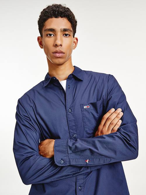 Tommy Hilfiger Essential Organic Cotton Poplin Moški Srajce Modra | TH214WBL