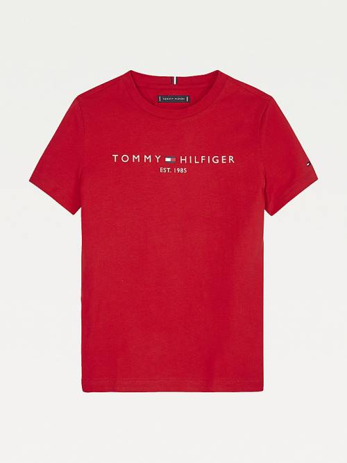 Tommy Hilfiger Essential Organic Cotton Logo Fantje Majice Rdeča | TH317HJG