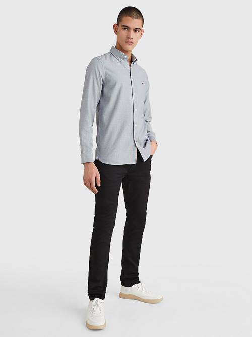 Tommy Hilfiger Essential Organic Cotton Dobby Slim Moški Srajce Modra | TH391CWZ