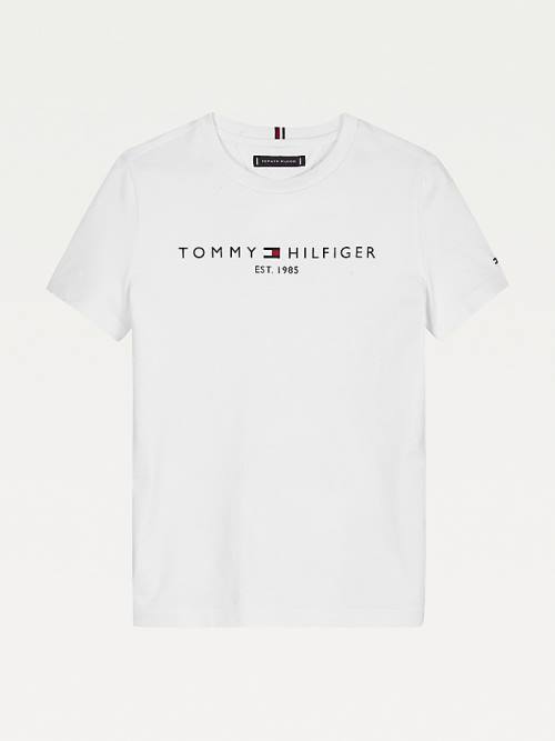 Tommy Hilfiger Essential Organic Cotton Logo Fantje Majice Bela | TH465PMS