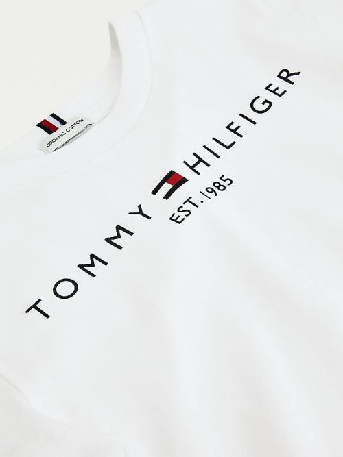 Tommy Hilfiger Essential Organic Cotton Logo Dekleta Majice Bela | TH514HRU