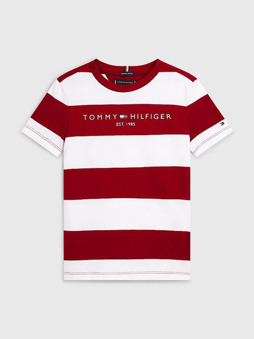 Tommy Hilfiger Essential Organic Cotton Stripe Fantje Majice Rdeča | TH685DZS