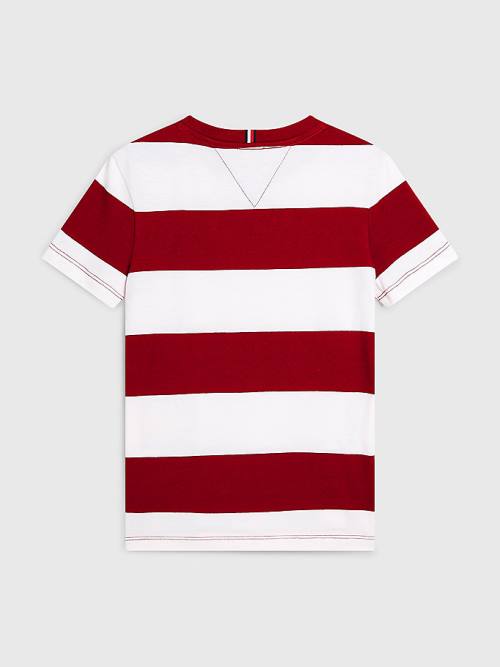 Tommy Hilfiger Essential Organic Cotton Stripe Fantje Majice Rdeča | TH685DZS